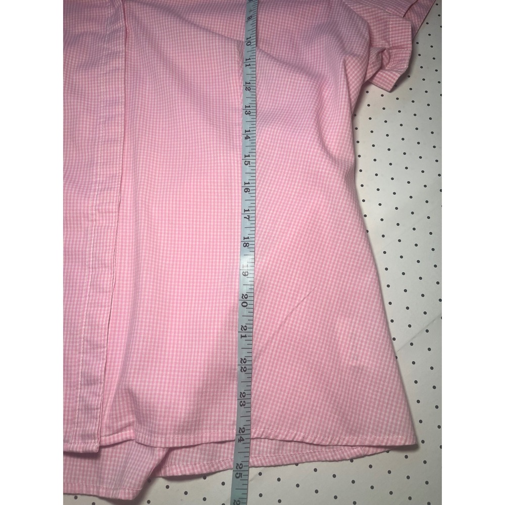 Lee Womens XL Pink Gingham Button Down Shirt Stretch Preppy Y2K Easy Care - Picture 6 of 9